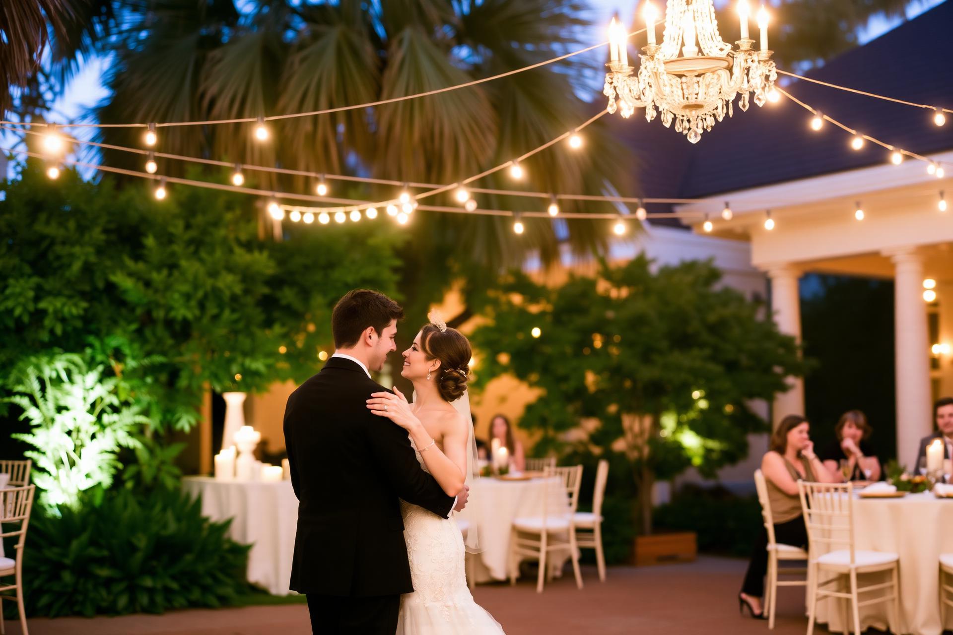 Bride and groom dancing at a Charleston wedding reception
